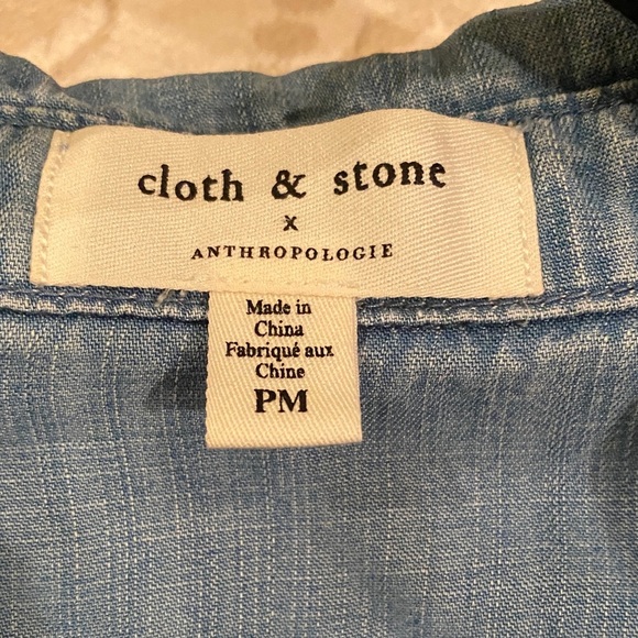 Anthropologie Cloth and Stone Blue Button-Up Denim Shirt - Picture 3 of 4